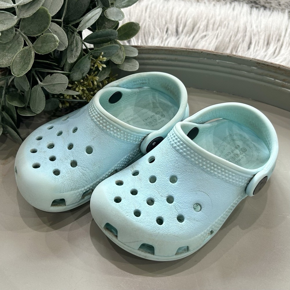 Crocs Classic Iconic Comfort Clogs Clear Water Blue Shoes Toddler Size C7